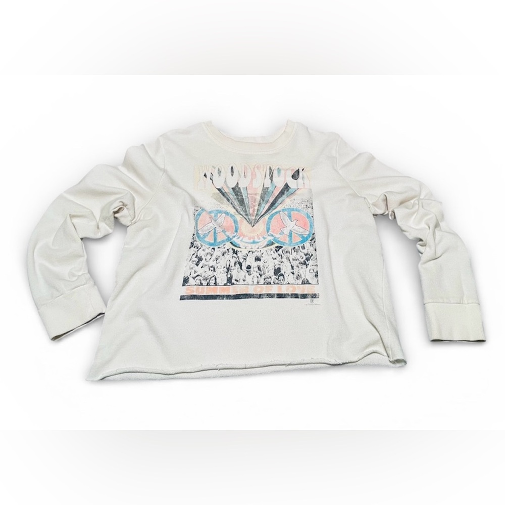 Mighty Fine Red Carpet Noir Woodstock 1969 Summer of Love Long Sleeve Raw Hem XL